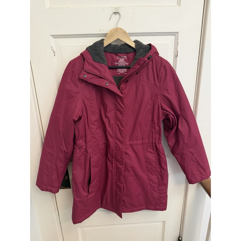 L.L Bean Women's Winter Warmer Coat Jacket Deep Rosewood Hooded Full Zip Size MP